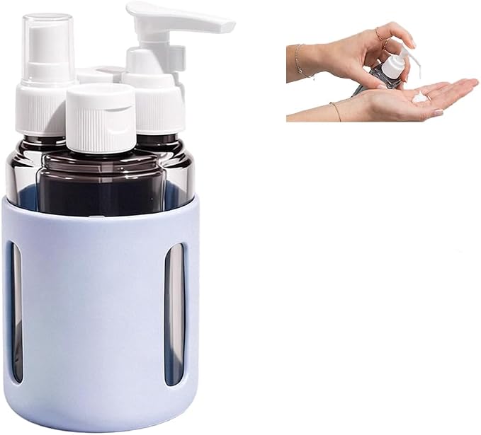 4 in 1 Travel Dispenser Bottles – 2026 New Leak Proof Portable Dispenser Bottle Set for Shampoo, Conditioner, Lotion & Cream, 4pcs 60ml Travel Dispensers for Vacation & Business (Blue)