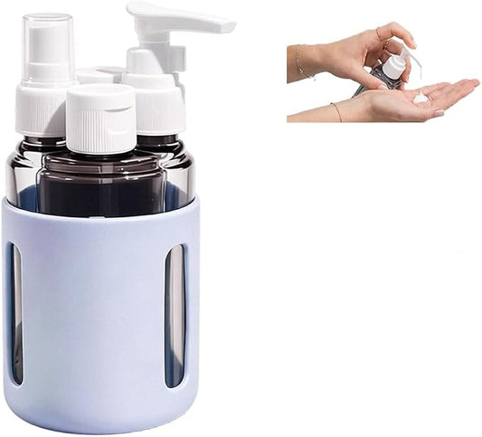 4 in 1 Travel Dispenser Bottles – 2026 New Leak Proof Portable Dispenser Bottle Set for Shampoo, Conditioner, Lotion & Cream, 4pcs 60ml Travel Dispensers for Vacation & Business (Blue)
