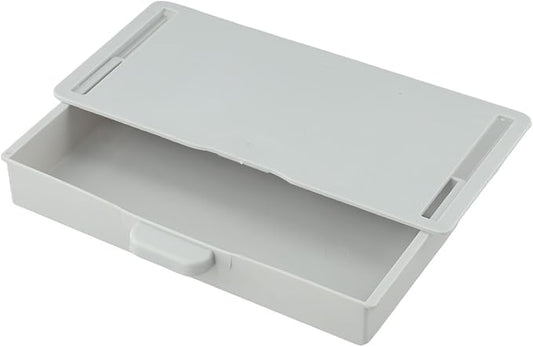 Under Desk Drawer Organizer for Office, Dust Proof Drawer Storage Box with Pen Holder Compartment, ABS Desktop Organizer for Stationery and Small Items, 23.5 x(Grey)