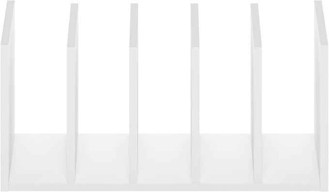 Furinno HERMITE Desk File Folder Organizers, 5-Space Vertical Desktop Office Organization Racks, Desk Top Display Book Shelf, for Paper, Office Supplies, Magazine, White