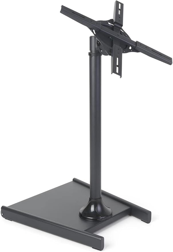 Floor Stand for Flat-Screen Monitor, Black Metal Bracket with Weighted Base, Rolling Wheels, LCD TV Rack for 27 to 60 Inch Screens ??Perfect for Lobbies!