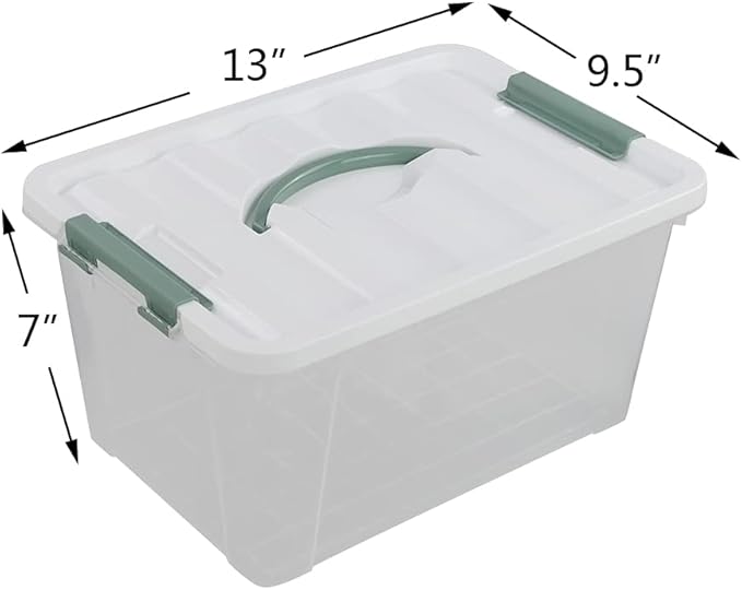 Gloreen 14 Quart Clear Storage Bins with Lid, Multipurpose Plastic Latch Box, 6 Packs