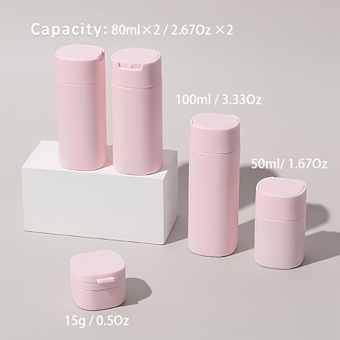 5pcs Travel Cream Dispenser Bottles Set Travel Bottles Toiletry Containers Set, TSA Approved, Travel Essentials