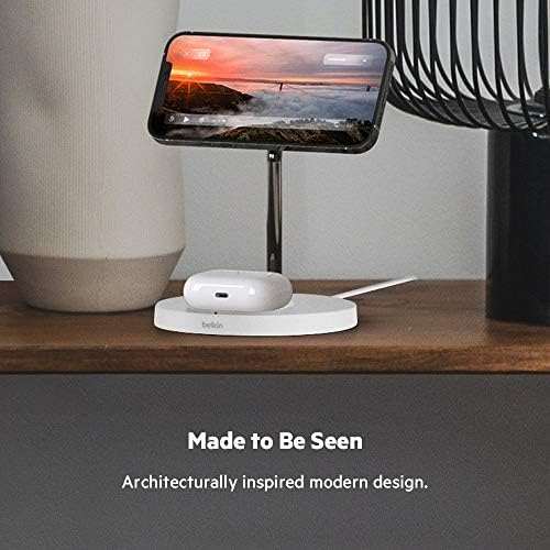Belkin MagSafe 2-in-1 Wireless Charging Stand for Apple iPhone 17, iPhone 16, iPhone 15, iPhone 14 Series & AirPods - MagSafe Fast Charging Station for Multiple Devices - Black (Certified Refurbished)