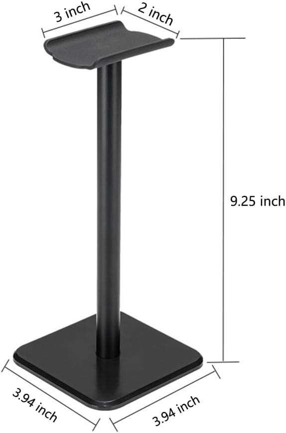 Headphone Stand Gaming Headset Holder Universal Aluminum Metal Headphone Holder Hanger with Aluminum Supporting Bar Flexible Headrest ABS Solid Base for All Headphone,Black, HSB3602