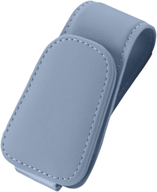 Magnetic Leather Sunglass Holder, Eyeglass Hanger Clip for Car Sun Visor, Suitable for Different Size Eyeglasses (Blue, 1 Pack)