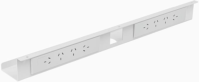 Desky Mini Cable Tray – Under Desk Wire Organizer with Mounting Screws, Compact Metal Cable Management Tray for Office Desks – White