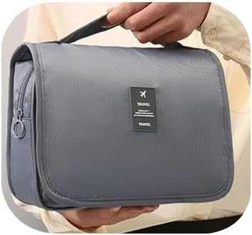Foldable Hanging Travel Toiletry Bag - Waterproof Portable Cosmetic Organizer with Hanging Hook | Compact Small Hanging Toiletry Bag, Multi-Pocket for Travel/Business Trip/Camping