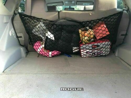 Trunk Rear Seats Organizer Cargo Net for Nissan Rogue 2008-2013-Envelope Style Cargo Net for SUV-Premium Mesh Elastic Car Trunk Organizer Vehicle Carrier Storage–Compatible with Rogue