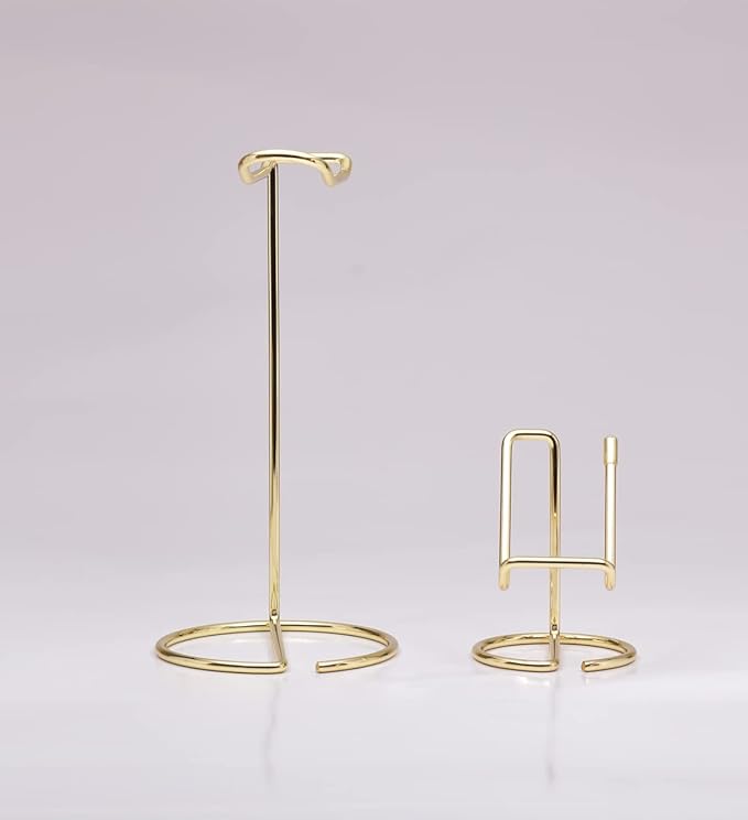 JIARI Headphones Stand and Cell Phone Stand Desktop Metal Holder Accessories 2pcs Set (Gold)