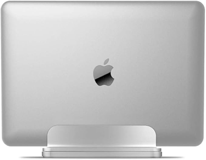 Aluminum Laptop Stand (Silver) - Vertical Design, Adjustable Base, Compatible with Laptops, Tablets, Books, Mac mini