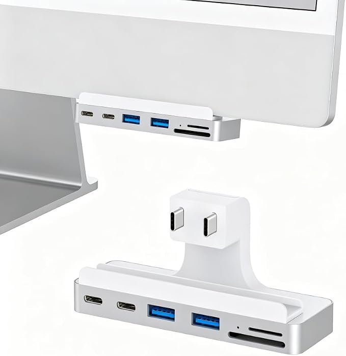 USB C Hub for iMac 24 inch (M1/M3/M4), iMac USB Adapter Multiports with 4K HDMI, Type-C 10Gbps, SD/TF Card Reader