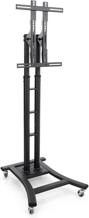 Mobile TV Stand with Wheels for LCD, Plasma or LED Monitors Between 32 and 65 inches, Height-Adjustable - Black