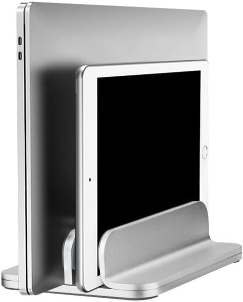 Aluminum Alloy Double Slot Storage Port Vertical Laptop Stand，laptop stand for desk，adjustable laptop stand，Applicable to all MacBook models