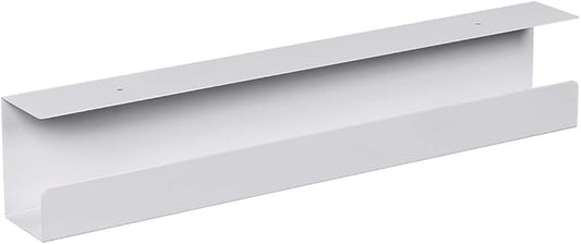 Monoprice Under Desk Cable Tray - Steel with Power Supply and Wire Management - Workstream Collection White