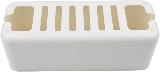FABULETTA Desktop Cord Organiser Box with Wooden Lid, Cable Management Solution for Power Strip Hider, ABS Plastic Wire Storage Container and Junction Box Cover for Home Office Use(white)