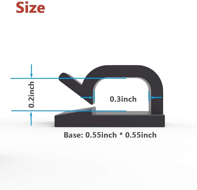 Cable Clips 60pcs with Strong Adhesive Tapes,Wire Holder Organizer Cord Management for Car, Office and Home (Black- CC05(60PCS))