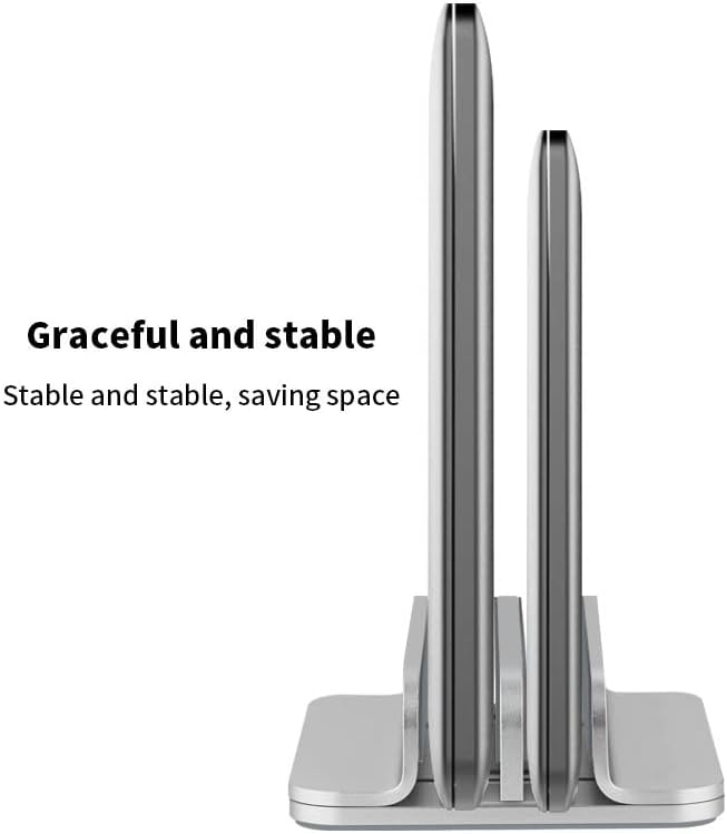 Aluminum Alloy Double Slot Storage Port Vertical Laptop Stand，laptop stand for desk，adjustable laptop stand，Applicable to all MacBook models