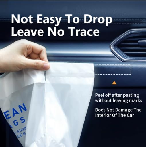Annper Disposable Car Trash Bags for Garbage, 20 Pack 7.56" × 5.55" × 4.57" Vomit Bags with Recycled HDPE, Adhesive Hanging Trash Can Liners for Car Boat Plane Travel Camping Office Bedroom
