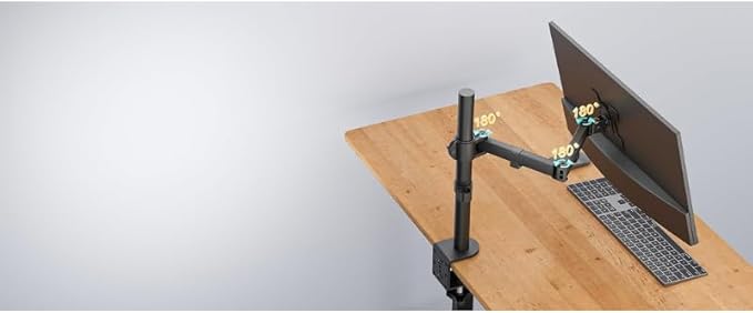 Gladiator Joe Heavy Duty Single/one Desktop Monitor Mount/arm VESA Compatible | Fully Adjustable articulating arm | Supports Heavy Monitors | 17to 32 inch | 18 lb