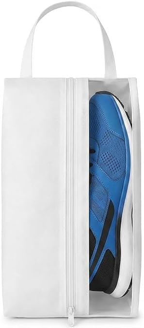 Shoe Bag for Travel Water Resistant Shoe Organizer with Transparent PVC Window, Carry Handle, Heavy-Duty Zipper, Fits Men's Size 11, for Golf, Gym, Sports & Soccer Cleats- White
