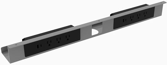 Desky Mini Cable Tray – Under Desk Wire Organizer with Mounting Screws, Compact Metal Cable Management Tray for Office Desks – Grey, 8 Plug