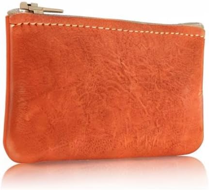 Genuine Leather Small Zipper Pouch Coin Purse for Women Change Holder for Men Size 4 x2.5 Made in U.S.A