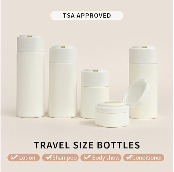 5 Pack Brief and Fashion Travel Bottles TSA Approved, BPA Free Travel Size Travel Containers Refillable Squeeze Bottles for Cosmetic Shampoo Cream Conditioner Lotion Soap… (Nordic mint green)