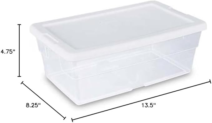 Sterilite Storage Box 13.5 X 8.3 X 4.8, 6 Qt. Clear - Pack of 2