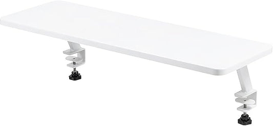 Clamp on Desk Shelf, Shelving Unit Above or Below Desk, Customizable Space Desk Storage Tray for Gaming Devices, Table Accessories(Color:White)