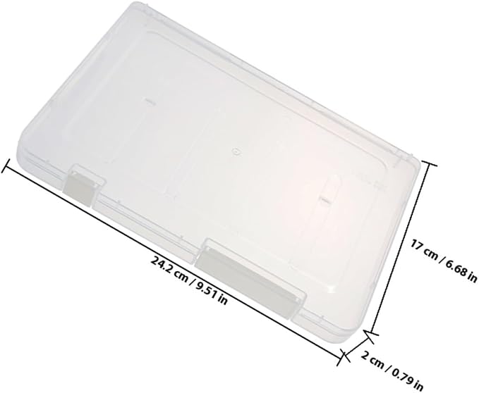 Zerodeko 2pcs Small File Storage Boxes with Lids, Plastic Paper Organizer Bins for Office Document and Receipt Storage, Dustproof A5 Thin White Clip File Holders for Desktop Use