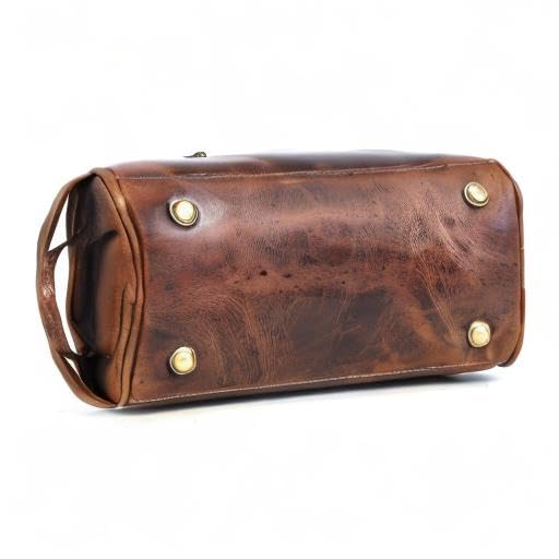 10" Premium Leather Toiletry Travel Pouch With Waterproof Lining | King-Size Handcrafted Vintage Dopp kit By Aaron Leather Goods (Espresso)