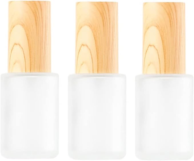 3Pcs 30ml 1oz Matte Glass Pump Bottles - Travel & Toiletries Containers with Plastic Lid for Shampoo, Cream, Liquid, Essential Oils