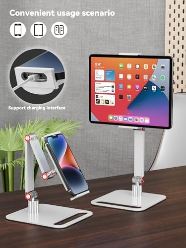 Adjustable Tablet Stand for Desk - Portable Monitor Stand 360° Rotating and Foldable Tablet Holder, Mount for iPad, Samsung Galaxy Tab, Stable and Anti-Slip Design for Office, Home, and Kitchen