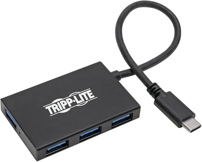 Tripp Lite Gen 1 USB-C Hub, Portable USB-C to USB-A Splitter for Charging and Data Transfer, Thunderbolt 3, 5 Gbps, 1.5 A, Aluminum (U460-004-4A-Al)