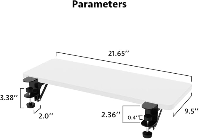 HONJIE Ergonomics Desk Extender Tray, Suitable for Office. Foldable, Punch-Free Clamp on.Computer Keyborad Tray, Desk Extension Board(21.65"*9.45"(55cm*24cm), White Carbon Fiber)…