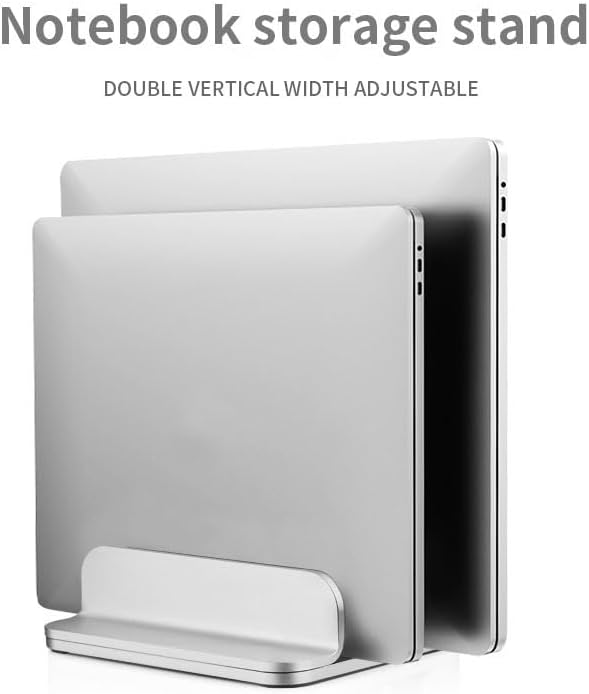 Aluminum Alloy Double Slot Storage Port Vertical Laptop Stand，laptop stand for desk，adjustable laptop stand，Applicable to all MacBook models