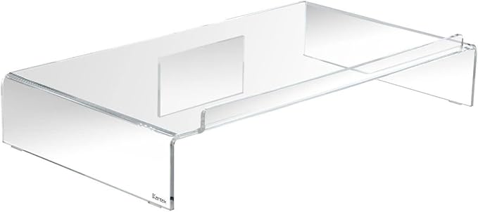 Kantek Acrylic Computer Monitor Stand with Keyboard Storage, Holds up to 50 Pounds, 21.25" x 11.9" x 3.4", Clear