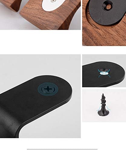KiaoTime Headphone Hanger Headset Stand Hook Walnut Wood Headphone Holder Rack Hook Desk Tabletop Wall Mount Tape Under-Desk Headphone Hanger Holder, Universal Fit (Wall Mount)