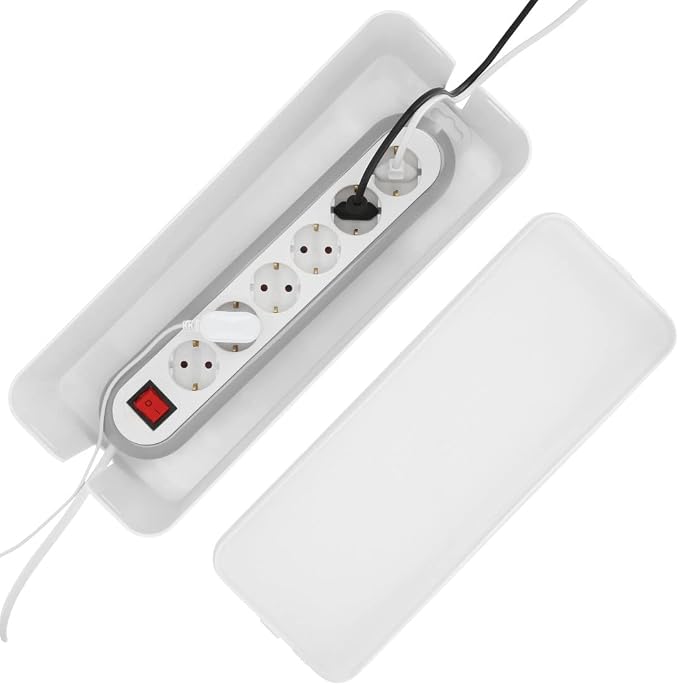 Hama Cable Box Maxi (Cable Box for Power Strip, Easy Cable Management, for Office, Desk, Home, Storage of Chargers, Hard Drives etc., with Rubber Feet) White