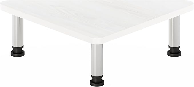 Furinno Turn-N-Tube Corner Monitor Riser Stand, White Oak, Stainless Steel Tubes