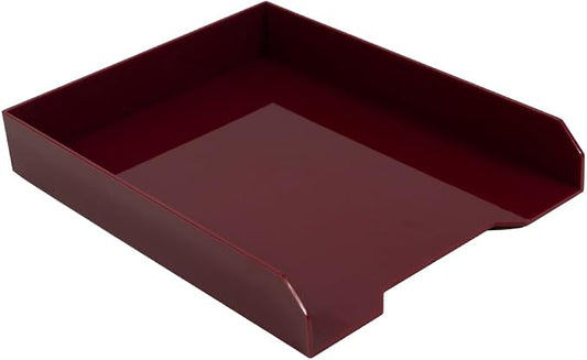 JAM PAPER Stackable Paper Trays - Burgundy - Desktop Document, Letter, & File Organizer Tray - Sold Individually