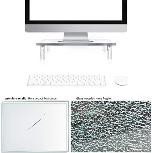 YestBuy Acrylic Monitor Stand Riser, Clear Computer Stand for Laptop, iMac, Pc, Printer, Desktop Ergonomic, Desk Riser Work from Home Accessories Office Supplies Platform Save Space