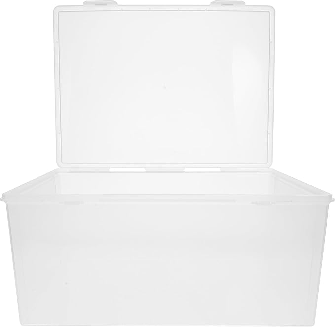 Portable Plastic Document Storage Box with Lid, High Capacity A4 File Organizer for Office and Home, Stackable Desktop File Holder for Certificates and Photo Storage