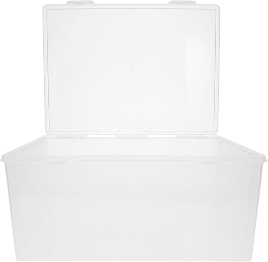 Portable Plastic Document Storage Box with Lid, High Capacity A4 File Organizer for Office and Home, Stackable Desktop File Holder for Certificates and Photo Storage