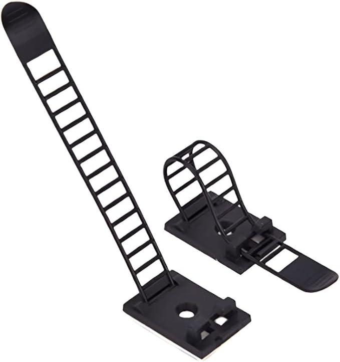 50PCS Adjustable Cable Tie Mounts – Adhesive Cord Clips with Screw Hole, Reusable Cable Organizer for Desk TV PC Gaming Wire Management, Black – Cable Tie Up