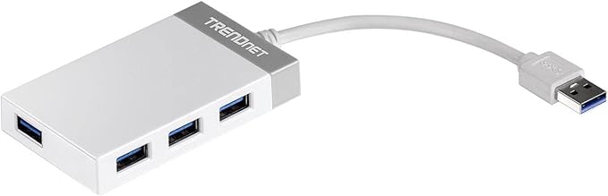 TRENDnet 4-Port USB 3.0 Hub, TU3-H4E, Plug & Play, Compact Size USB 3.0 Hub Compatible with Linux, Windows, Mac, Nintendo Switch, Backwards Compatible with USB 2.0, White