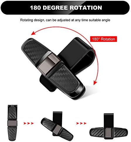 Boao 4 Pcs Sunglasses Holders for Car Sun Visor, Glasses Ticket Card Clip Mount Hanger, Double-Ends Clip 180 Degree Rotational Car Visor Accessories(Black)