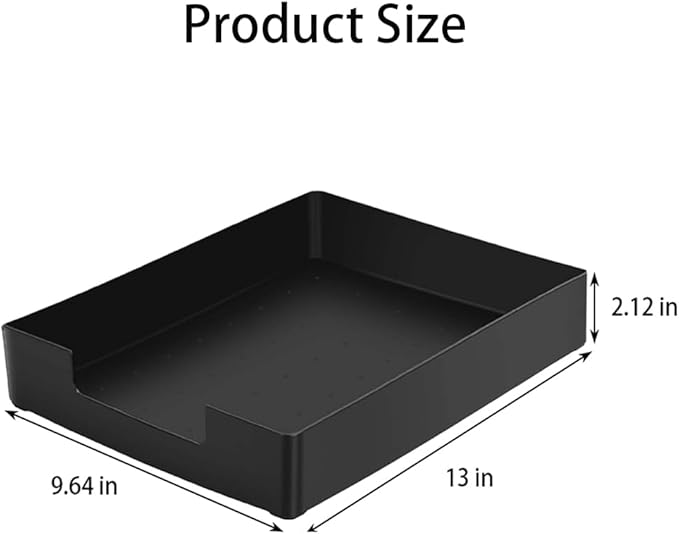 Letter-Size Tray, 2 PCS Desk Drawer Organizer, A4 Stackable Plastic Paper Tray for Office, School, Home Storage, and Storage Containers for Gift Wrap, and Crafts (2X Black)