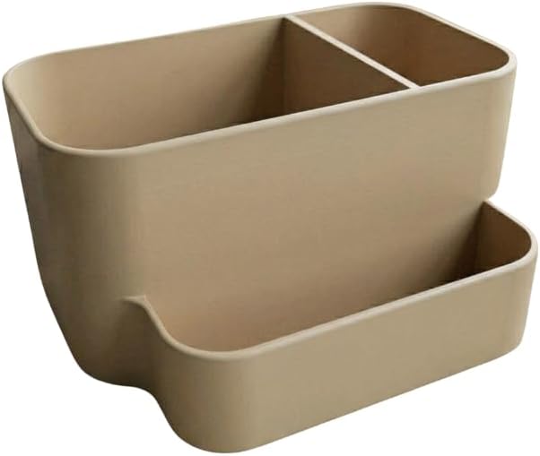 Desk Organizer with Phone Holder – Minimalist Office Storage for Pens, Accessories & Essentials – Modern Aesthetic Desk Organizer (Beige)
